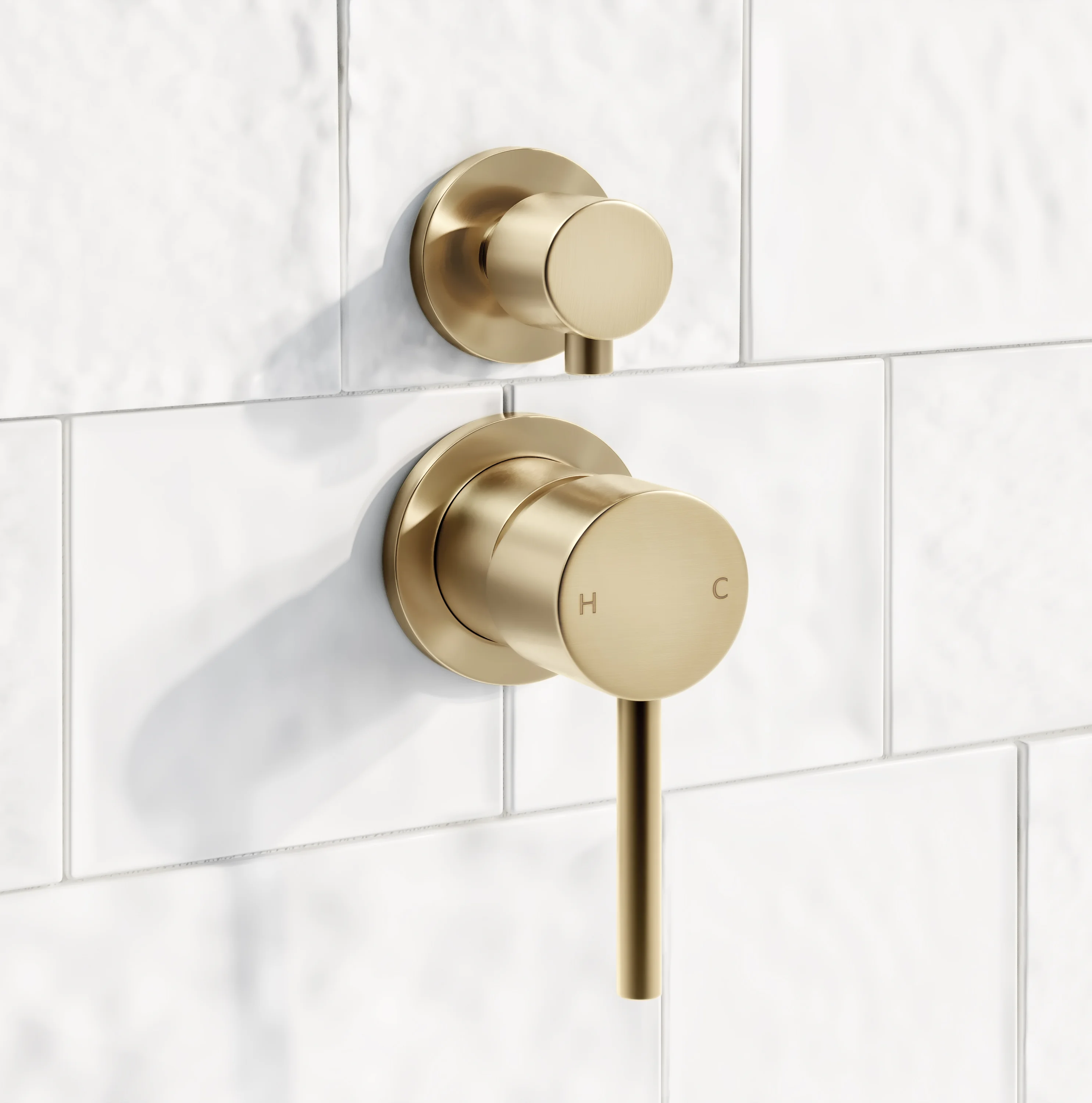 Elysian Shower Top Diverter - Brushed Brass - ABI Interiors UK